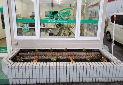 清田店の花壇にお花を植えました！！